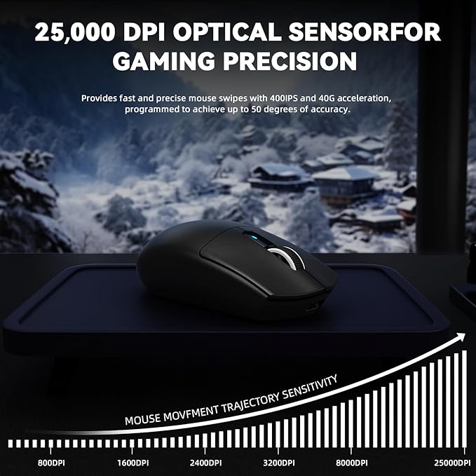 MAMBASNAKE ATTACK SHARK G3PRO Wireless Gaming Mouse,Tri-Mode,Bluetooth/2.4G/USB,59g Ultra Lightweight,25K DPI,100M Clicks Switches,RGB Magnetic Charging Dock,PAW3311 Sensor,BK52820 Chip-Black