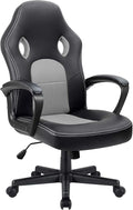Furmax Office Chair Desk Chair Leather Gaming Chair Computer Chair Racing Style Ergonomic Adjustable Swivel Task Chair with Lumbar Support and Arms (Grey)