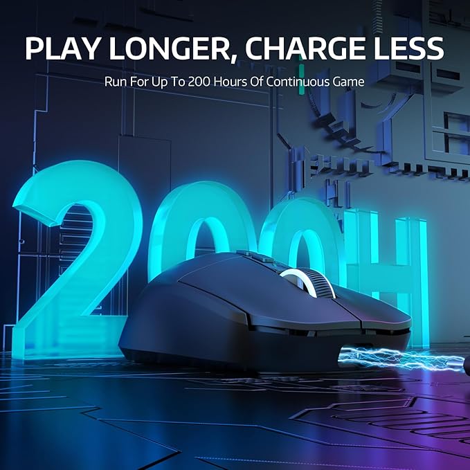 ATTACK SHARK X6 49g Superlight Wireless Gaming Mouse with Magnetic RGB Charging Base, Ultralight Mice PixArt PAW3395 Sensor, 26000DPI, BT/2.4G Wireless/Wired Mouse, 200Hrs Battery for Win/Mac