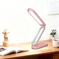 Rechargeable LED Desk Lamp, Foldable Portable Table Light with 3 Brightness Levels,Type-C USB Charging,Small Desk Lamp,Portable Bedside Wireless Reading Light,Home, Office, Nail Art,Craft,Pink