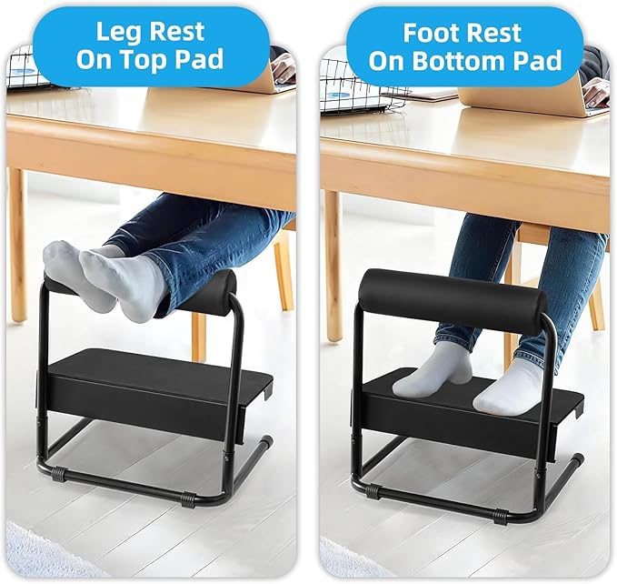 Adjustable Foot Rest Under Desk Footrest Leg Rest, 6 Height Positions Ergonomic with Relief Platform for Standing Desk