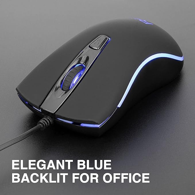 Rii Wired Mouse, Computer Mouse with Blue Backlit,Comfortable Grip Ergonomic Optical,USB Wired Mice Support Windows PC, Laptop,Desktop,Notebook,Chromebook (2PACK)