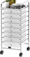 Simple Houseware Utility Cart with 8 Drawers Rolling Storage Art Craft Organizer, Chrome