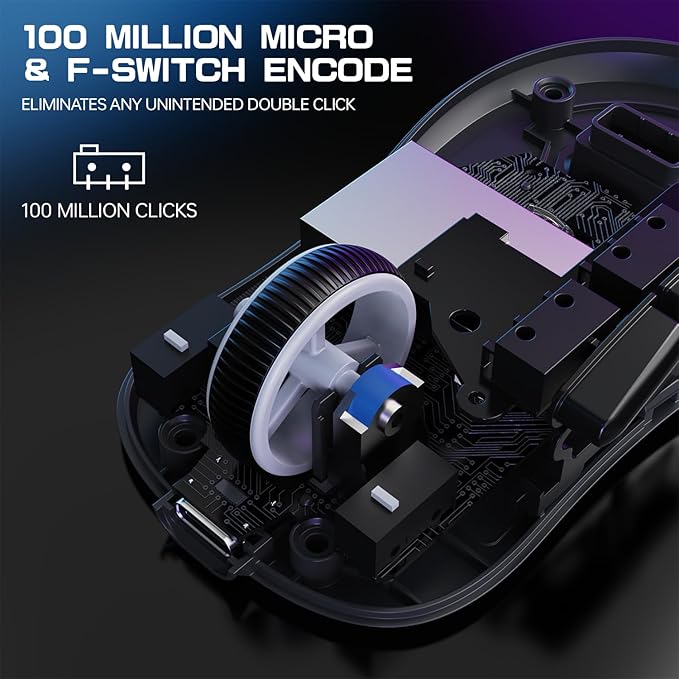 ATTACK SHARK X3MAX Wireless Gaming Mouse,PixArt PAW3950 Gaming Sensor,Up to 42K DPI,100 Million Micro,49g Lightweight Tri-Mode(BT5.2/2.4Ghz/Wired) Mice with Coiled Cable-Black