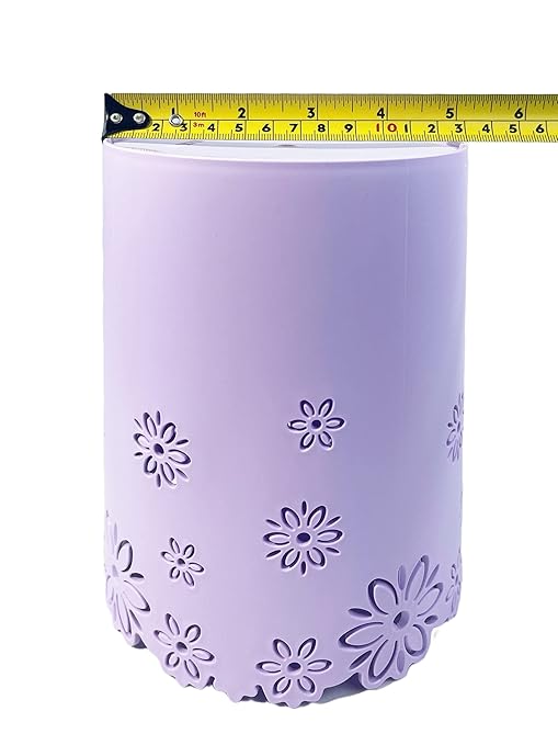 Wastebasket, Hollow Flower Shape Plastic Lidless Wastepaper Baskets Trash Can (Purple, Mini)