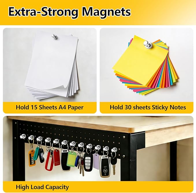 16 Pcs Fridge Magnets, Refrigerator Magnets, Small Strong Magnets, Whiteboard Magnets for Fridge, Magnetic Push Pins for Locker, Pins for Kitchen Office Accessories