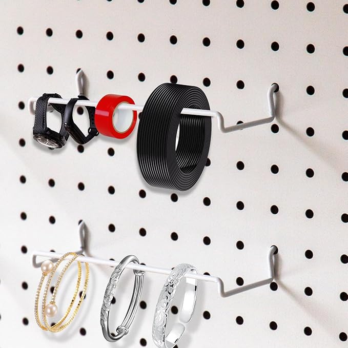 4 Pack Pegboard Hooks - Ribbon Storage Rack, Tape & Ribbon Organizer, Fits Standard Pegboards