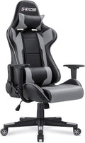 Homall Gaming Chair, Office Chair High Back Computer Chair Leather Desk Chair Racing Executive Ergonomic Adjustable Swivel Task Chair with Headrest and Lumbar Support (Grey)