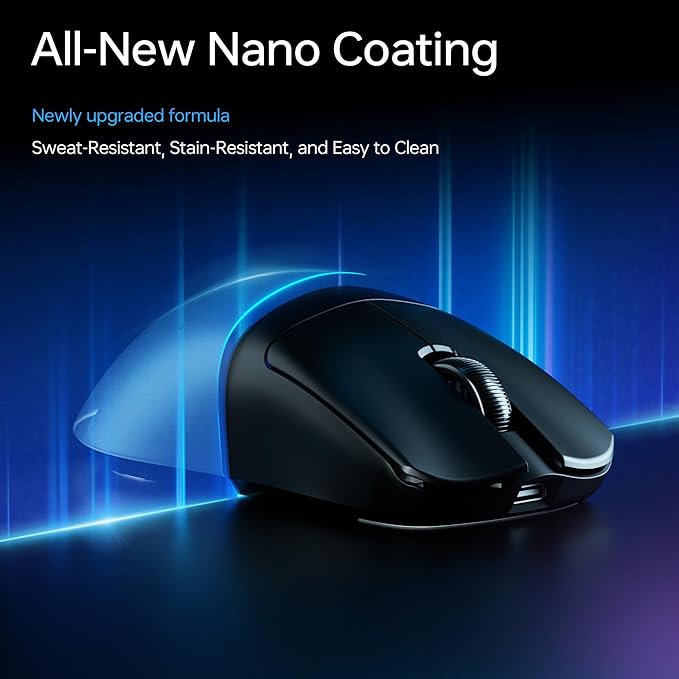 ATK Blazing Sky F1 V2 Wireless Gaming Mouse, 54 g, PAW3395 Ultra Sensor, Nordic 54L15 MCU, Mechanical Switches, Dual 8K, Tri-Mode 2.4G/Bluetooth/Wired, 600H Battery (Ultra Max, White)