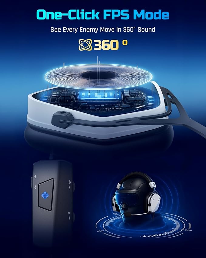 NUBWO HG03 Wired USB-A Gaming Headset for PC, Computer Headset with 7.1 Surround Sound, Noise Canceling Mic, 50MM Driver, Wired Headphones for PC, Laptop, Office - White