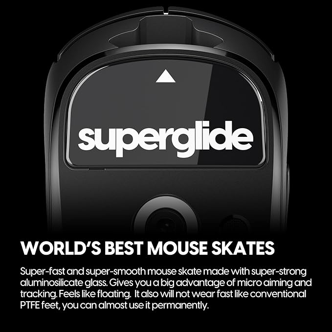 Superglide Glass Mouse Skates for Logitech G Pro X Superlight - Super Smooth Glide, Polished Edge, Durable Sole, Compatible with G Pro Superlight 2, Gaming Mouse Upgrade (Type-S, Black)