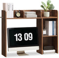 Nromant Desktop Bookshelf, Wooden Desk Storage Hutch with 5 Shelves, 3-Tier Desktop Display Organizer Rack for Office Home (Brown, 5 Shelves A)