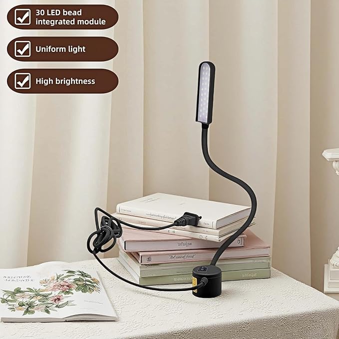 30 LED Sewing Machine Light with Super Strong Magnetic Base -Fully Flexible Silicone Neck Task Lamp for Craft Tables,Drill Press,Desk,Workbench,Lathe & Music Stand - Eye Caring,No Flicker,Durable