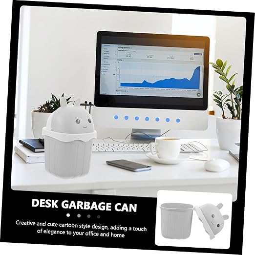 Happyyami Space-Saving Slim Desktop Trash Can Small Bin Lid Mini Trash Can for Desk Lidded Waste Basket