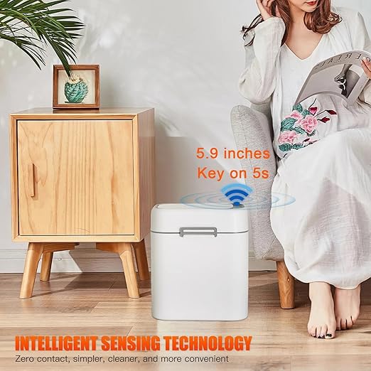 Bigacc Bathroom Trash Can with Lid, Small Touchless Garbage bin, Automatic Motion Sensor Waste bin, Waterproof 2.2 Gallon Slim Trash Can for Home,(2 Set)