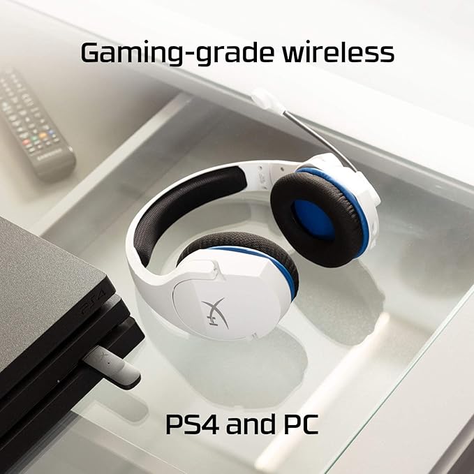 HyperX HHSS1C-KB-WT/G Cloud Stinger Core – Wireless Gaming Headset, for PS4, PS5, PC, Lightweight, Durable Steel Sliders, Noise-Cancelling Microphone - White