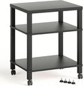 3-Tier Printer Stand with Wheels, Large Under Desk Rolling Cart for Office Storage, Heavy Duty Machine Stand with Adjustable Shelf, 22.04"x17.71"x26.54", Black