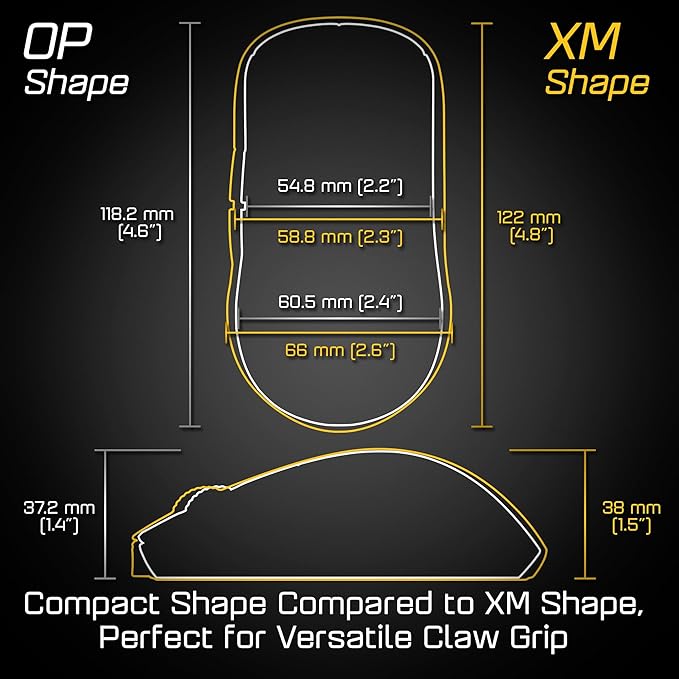 ENDGAME GEAR OP1we Wireless Gaming Mouse, CompX CX52850 Microcontroller, Pixart PAW3370 Optical Sensor, Mod-Friendly, Hybrid Skate Design, Claw Grip, 2.1 oz, Black