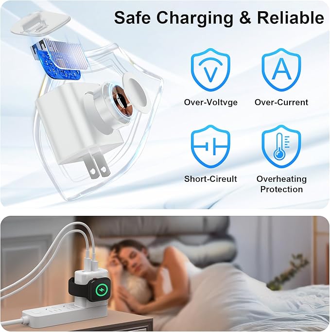 for Apple Watch Charger, 3 in 1 USB C Portable Wall Fast Charging Block, 23W Dual Ports Charging for iWatch Series 10/9/8/7/6/SE/5/4/3/2/1/Ultra, for iPhone 17/17 Pro/17 Pro Max/16/15