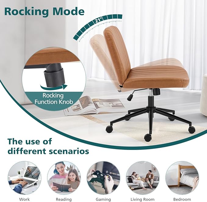 OLIXIS Wide Criss Cross Swivel Desk Chair – Brown