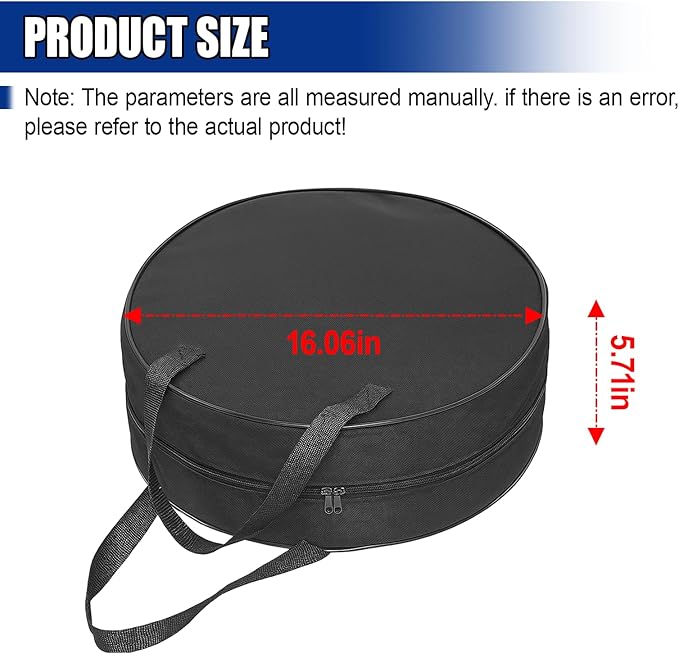 16 Inch Round Cable Organizer Bag, 600D Oxford Cloth Waterproof Jumper Cable Storage Bag, Universal EV Charging Cord Management Accessories for RV Sewer Pipe, Electrical Cords