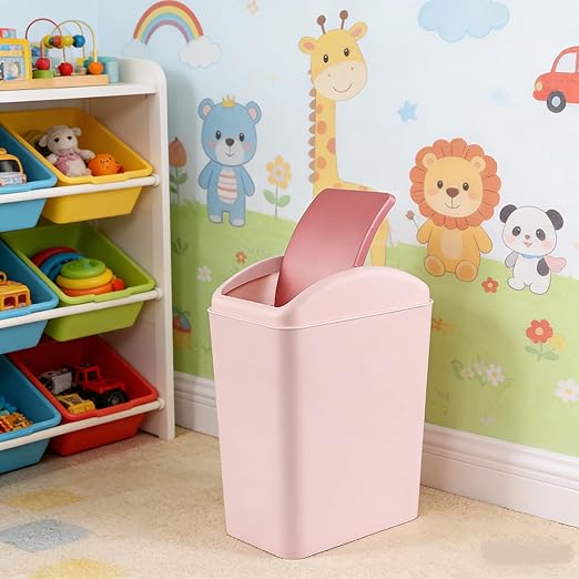 4.2 Gallon Slim Swing Top Garbage Can, Kitchen Trash Can with Swing Lid, Pink