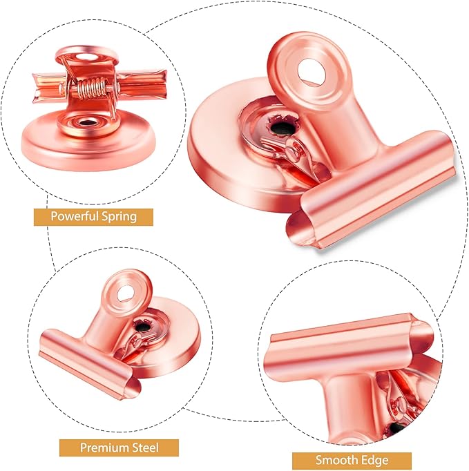 8 Pack Refrigerator Magnets Fridge Magnets Magnetic Clips Perfect for Refrigerator Whiteboard Magnets Photo Displays Home School UseHeavy Duty Magnetic Clips (Rose Gold)