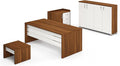 71" Wood Office Furniture Set of 4pcs | Modern Executive Desk | File Drawers w/Telescopic Rails | Large Storage Cabinet w/Chrome Handles | Coffee Table | Sturdy Home Workstation Suite
