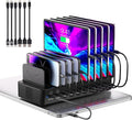 620W Charging Station for Multiple Devices, 10-Port USB C Fast Charger Station, Dual 140W PD3.1 PPS Charging Dock with Adjustable Dividers & 6 Cables - for Laptop MacBook, iPhone, iPad