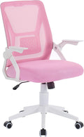 VECELO Mid-Back Swivel Ergonomic Office Chair with Adjustable Arms Mesh Lumbar Support for Computer Task Work, Pink