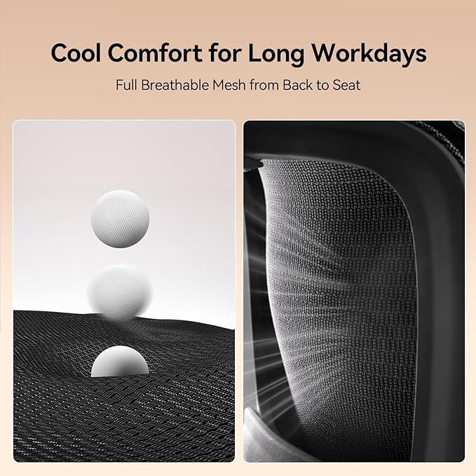 SIHOO B100 Office Chair, Comfy Ergonomic Office Chair, Computer Chair with Adaptive Lumbar Support & Wide Headrest, Flip-up Armrests, Swivel Desk Chair for Long Hours, Without Footrest, Black