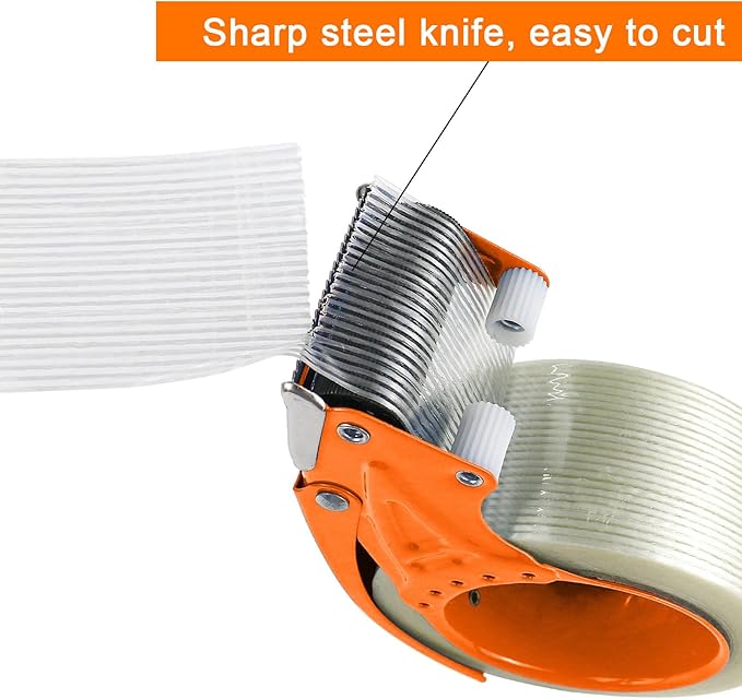 BOMEI PACK Metal Packing Tape Dispenser, 2inch Heavy Duty Handheld Heavy Tape Dispenser, 4Pcs, Orange