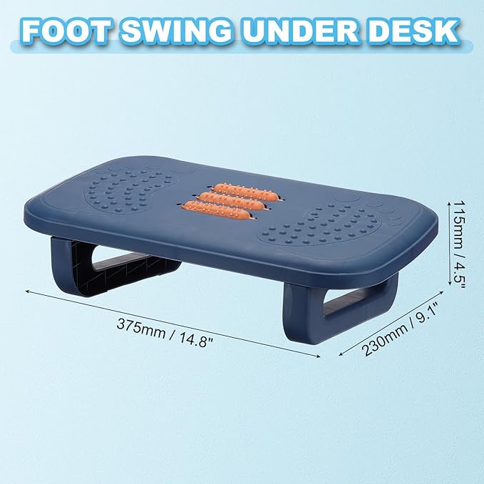 PATIKIL Foot Rest Non-Swingable Stools Leg Rest Footrest for Under Desk at Work Under Office Desk Chair Computer Gaming Promote Leg Circulation, Blue/Orange