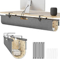 2-in-1 Under Desk Cable Management Tray & Privacy Panel, Dual-Sided Felt Cord Organizer to Hide Wires and Clutter, Desk Mount Cord Holder for Office and Home, Clamp or Screw Mount (Gray/Khaki, 45.2")