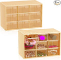 Wenqik 2 Pcs Mini Storage Drawers Teacher Toolbox Organizer with 9 Clear Drawers Small Plastic Desktop Teacher Desk Craft Organizer for Classroom Office 7" x 3. 9" x 4. 7"(Yellow)