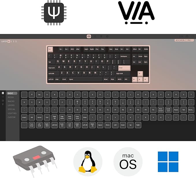 Keychron C1 Pro Wired Custom Mechanical Keyboard, TKL Layout QMK/VIA Programmable OEM Profile Double-Shot PBT Keycaps White LED Backlight with K Pro Brown Switch for Mac Windows Linux