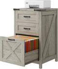 Vabches Vertical File Cabinet with 3 Drawers, Wooden Farmhouse Filing Cabinet for Letter/A4 Size Hanging Files, Under Desk Printer Stand with Storage for Home Office, Grey