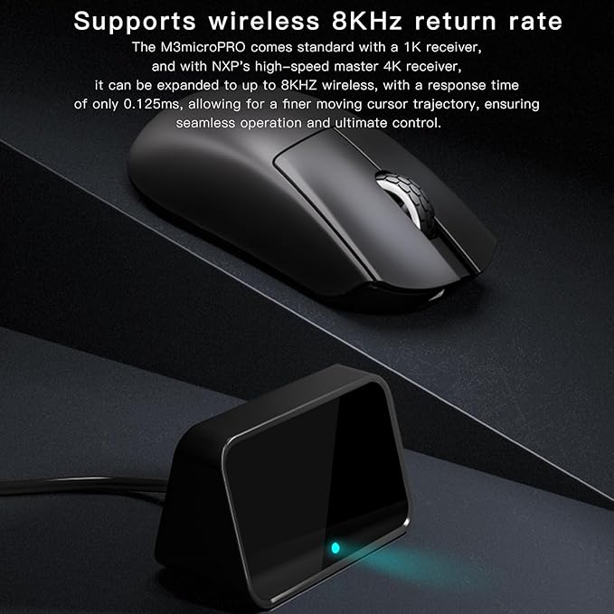 Darmoshark M3microPRO Mini Wireless Gaming Mouse,Tri-Mode 2.4G/USB-C/Bluetooth Mouse Up to 30000DPI,PAW3950 Optical Sensor Lightweight 43g,5 programmable Button,Computer Mouse for PC,Mac(Pink)