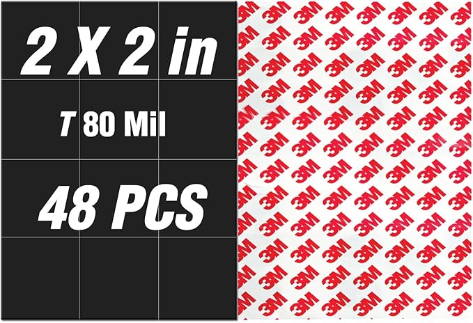 Small Magnet Sheets with Adhesive Backing(Each 2" x 2",48PCS),Make Sticker for Cards/Picture/Poster with Sticky Adhesive Magnets (Thickness 80mil)