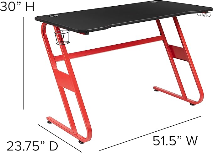 Flash Furniture Red Gaming Desk and Green/Black Racing Chair Set with Cup Holder and Headphone Hook
