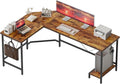 Mericonia 50 inch Large L Shaped Desk, Simple Corner Gaming Desk with CPU Stand & Hooks, Computer Desk for Home, Bedroom & Office Workspace, Dark Brown