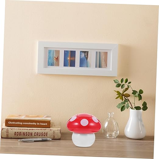 PRETYZOOM Slim Trash Can Lid Desktop Recycle Bin Countertop for Office Home Kitchen Cute Mushroom Shape Trash Can