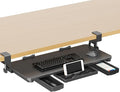 XINLEI Keyboard Tray Under Desk with Storage Drawer Large C-Clamp 26.7”(31” Including Clamps) x 11.8” Slide-Out Platform Computer Drawer Pull Out Keyboard & Mouse Tray DSF7CT
