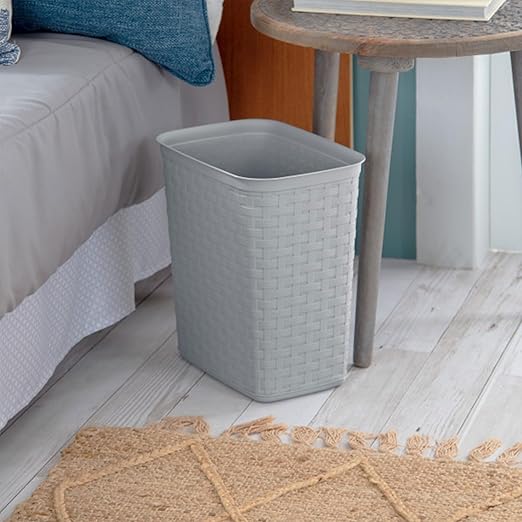 Sterilite 3.4 Gallon Weave Wastebasket, Small, Decorative Trash Can for the Bathroom, Bedroom, Dorm Room, or Office, Gray, 6-Pack