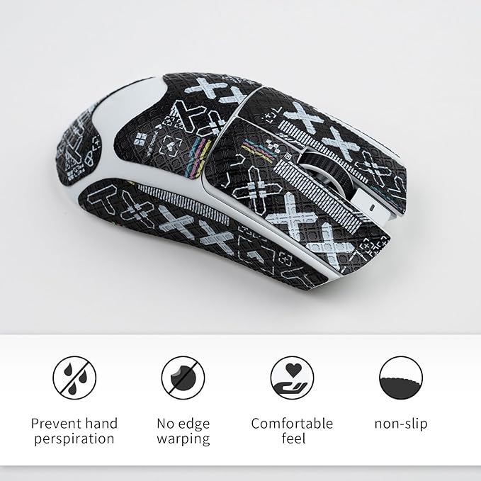 2-in-1 Mouse Grip Tape Anti Slip Skin for Viper V3 Pro Gaming Mice Pre-Cut Gaming Mouse, Pre-Cut, Self-Adhesive, Sweat-Resistant Professional Competitive Upgrade Kit (White Set+Black Set)
