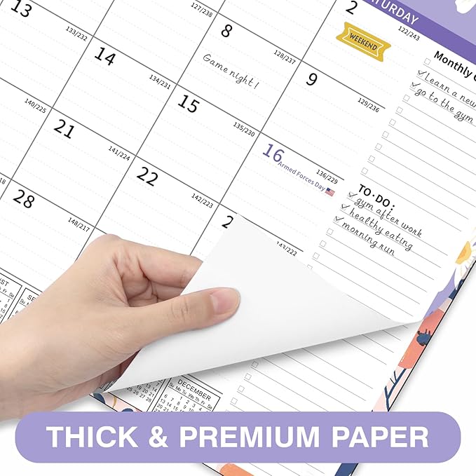 Ospelelf 2026-2027 Calendar Magnetic Desk Wall Desktop Monthly Planner from January 2026 - June 2027 Large To Do Pad with Plastic Cover for Office 17" X 12" Ditsy Floral