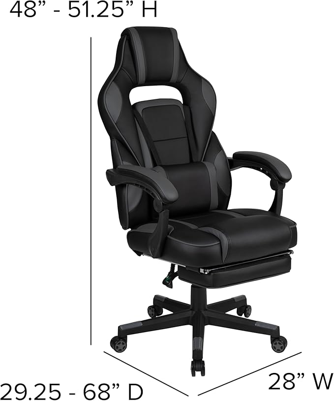 Flash Furniture Black Gaming Desk with Cup Holder/Headphone Hook/2 Wire Management Holes & Black Reclining Back/Arms Gaming Chair with Footrest