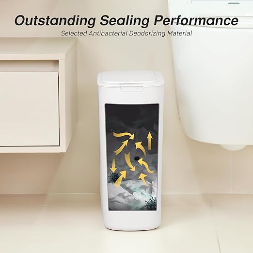 FRESHLIX Automatic Motion Sensor Bathroom Trash Can with Lid, 5 Gallon Touchless Trash Bin, Smart Electric Narrow Waterproof Garbage Bin for Toilet, Office, Rv, Bedroom, Living Room