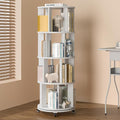 IUNVR Rotating Bookshelf, 4 Tier Solid Wood Bookshelf Tower with Lockable Wheels, 360° Spinning Revolving Bookcase for Small Spaces, Corners, Bedroom, Kids Room, Home Office, White
