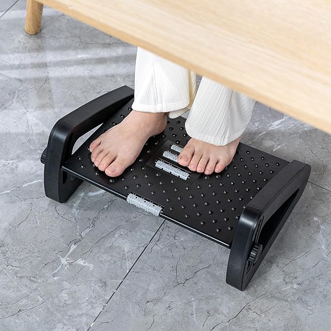 Adjustable Height Foot Rest with Massage Surface for Under Desk, 6 Height Adjustable Foot Stool for Desk at Work for Home, Office